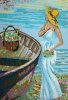Вышитая картина «Девушка у лодки». Фото: Николай Тарасенко